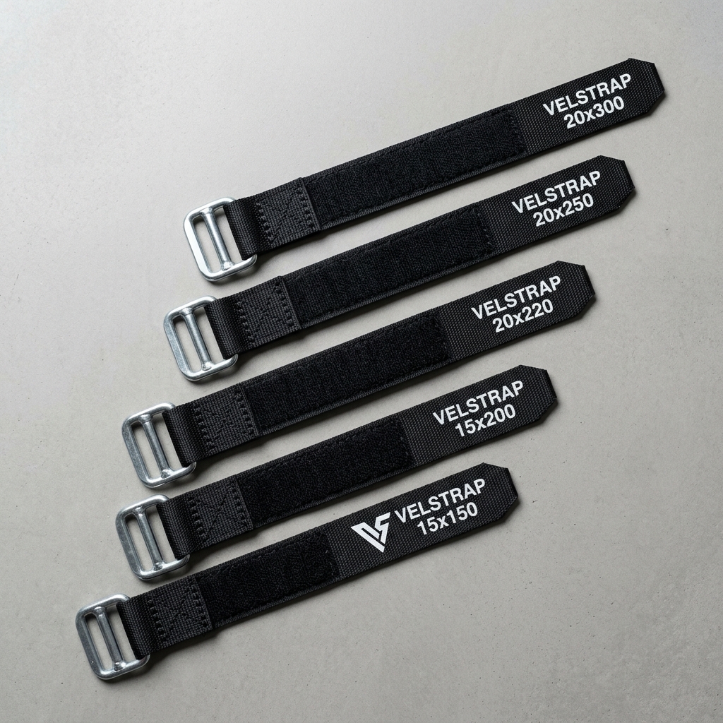 Buckle Cinch Straps with Metal Ring and Custom Silkscreen Printed Logo and Dimensions 15x150 to 20x300